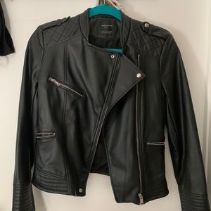 Black Zara Leather Jacket, Small